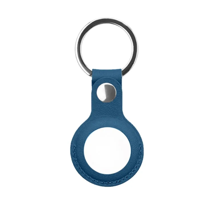 Mutal PU-leren beschermhoes met sleutelhanger voor Apple AirTag (donkerblauw)