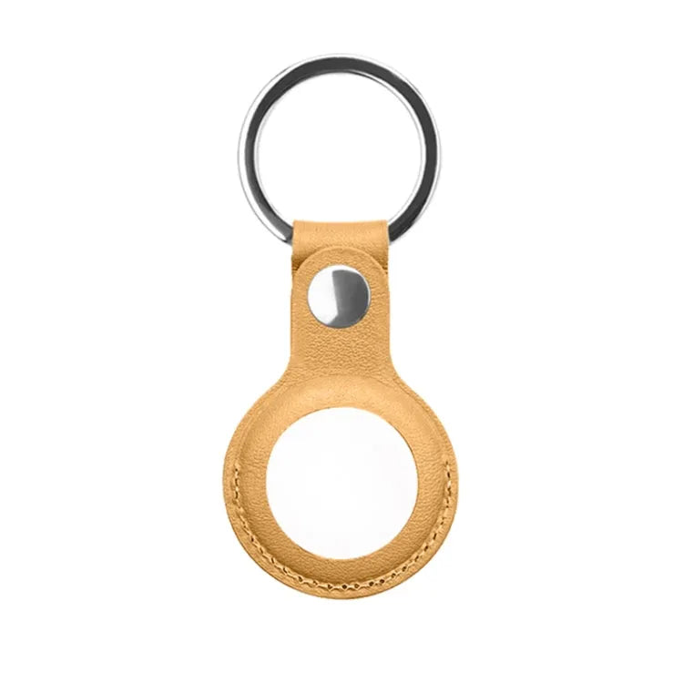 Mutal PU-leren beschermhoes met sleutelhanger voor Apple AirTag (geel)
