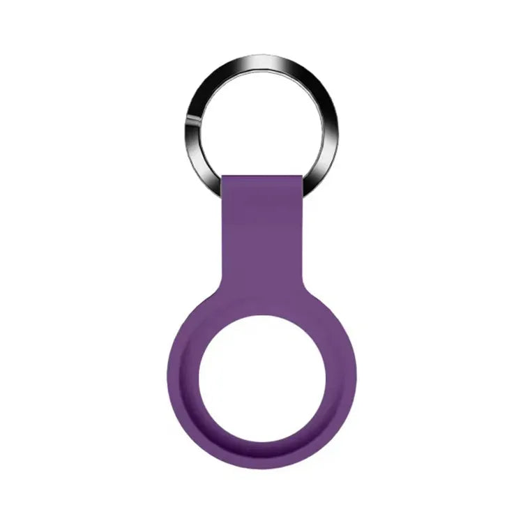 Mutal siliconen beschermhoes met sleutelhanger voor Apple AirTag (donkerpaars)