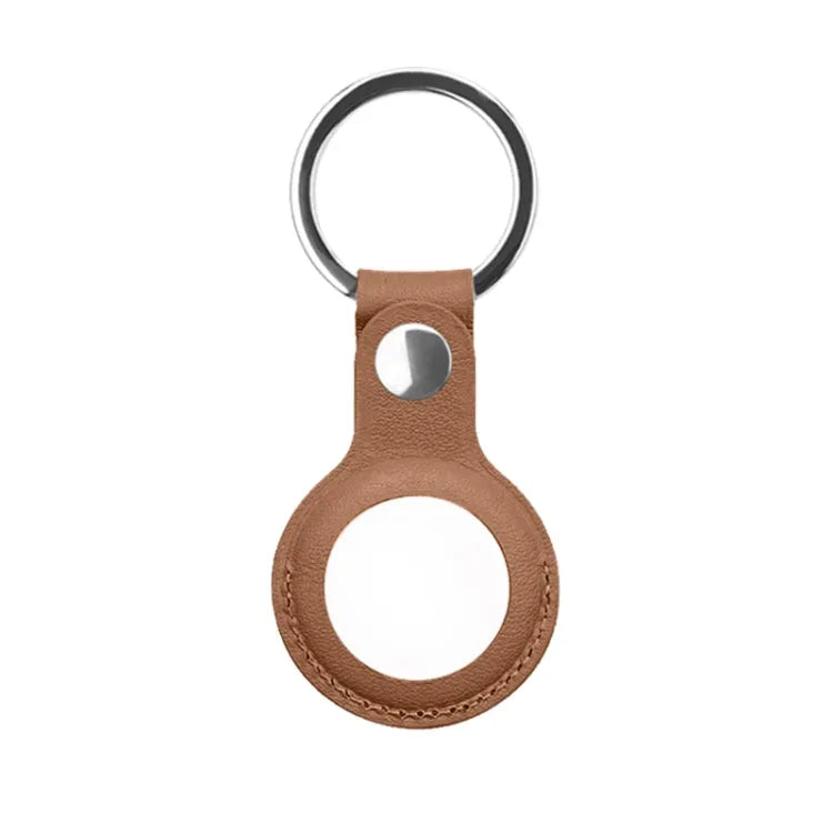Mutal PU-leren beschermhoes met sleutelhanger voor Apple AirTag (bruin)