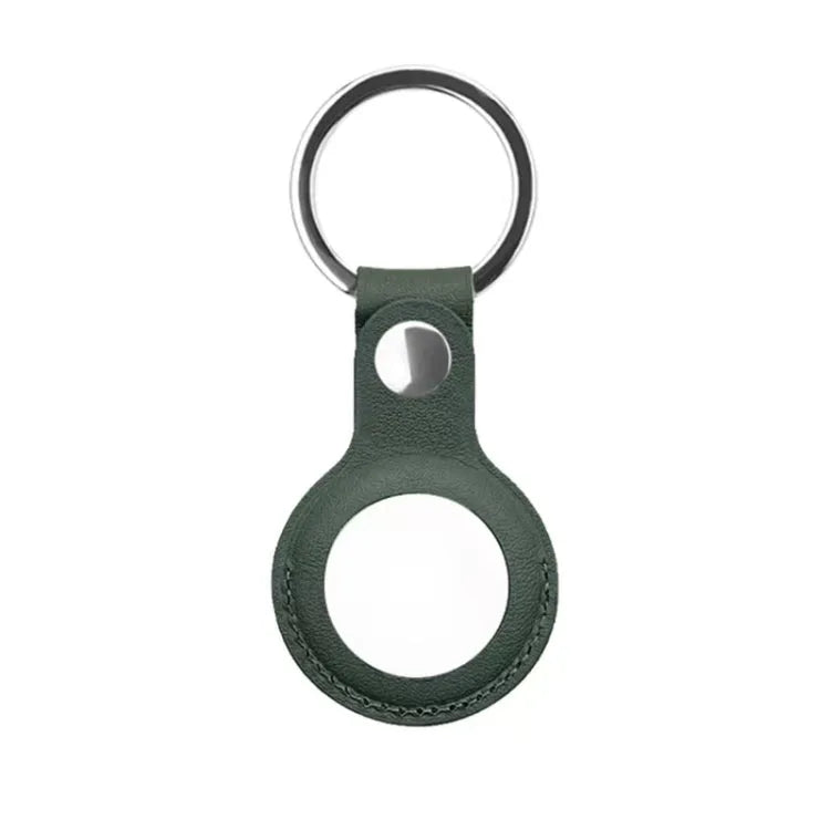 Mutal PU-leren beschermhoes met sleutelhanger voor Apple AirTag (donkergroen)
