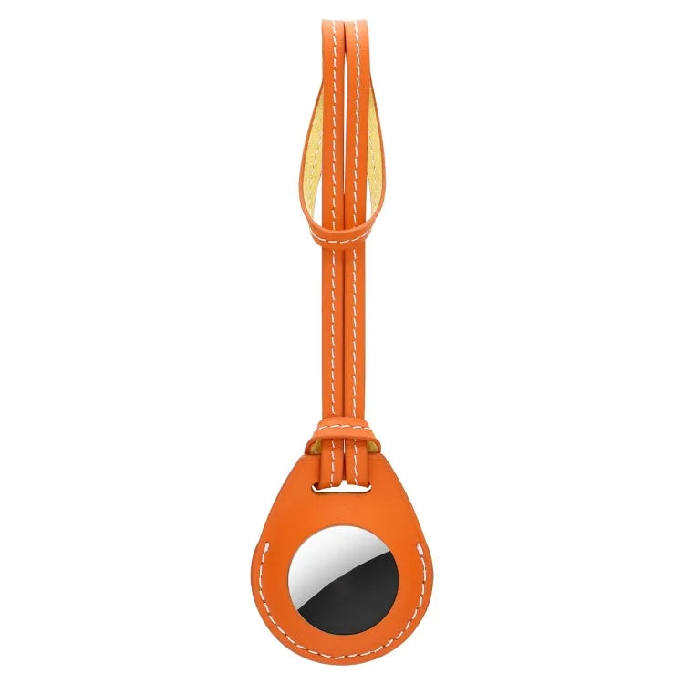 Schokbestendige lederen beschermhoes met hanglus voor Apple AirTag (oranje)