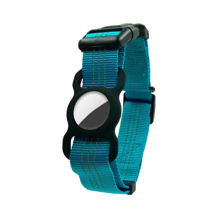 PUGGA GG1002 polyester GPS-halsband voor Apple AirTag, maat M (blauw)