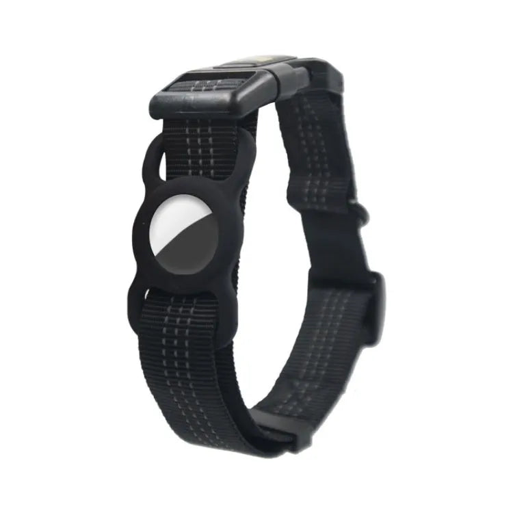 PUGGA GG1002 polyester GPS-halsband voor Apple AirTag, maat L (zwart)