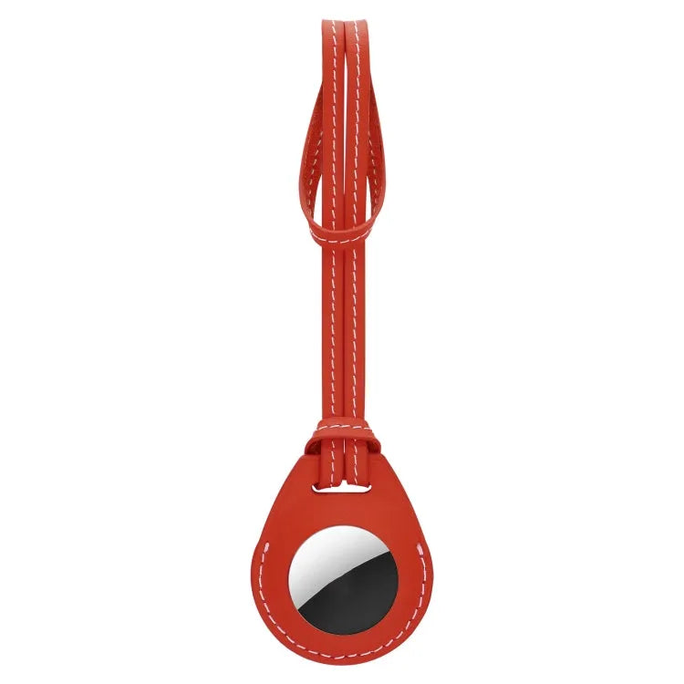 Schokbestendige lederen beschermhoes met hanglus voor Apple AirTag (rood)