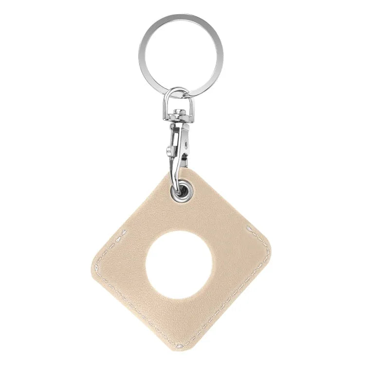 PU-leren AirTag hoesje met sleutelhanger-ringlus (vierkant) (Apple AirTag, goud)