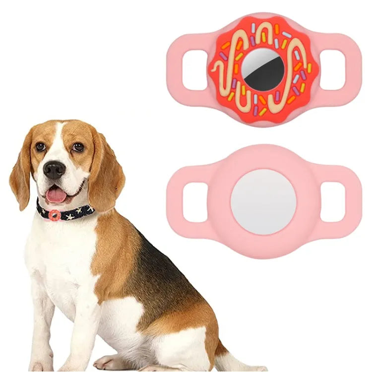 Donut siliconen AirTag houder voor halsband huisdier (Apple AirTag, roze)