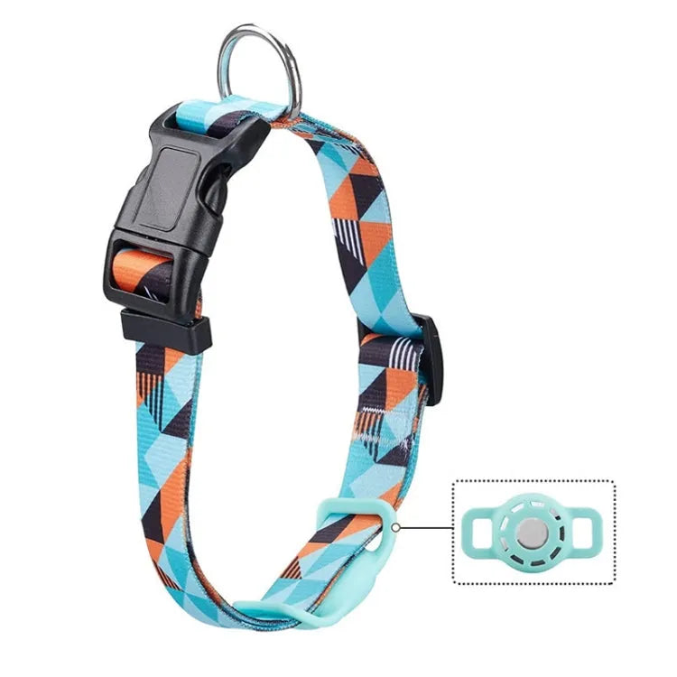 Huisdierhalsband met etnische print voor Apple AirTag - maat M (mintgroen)