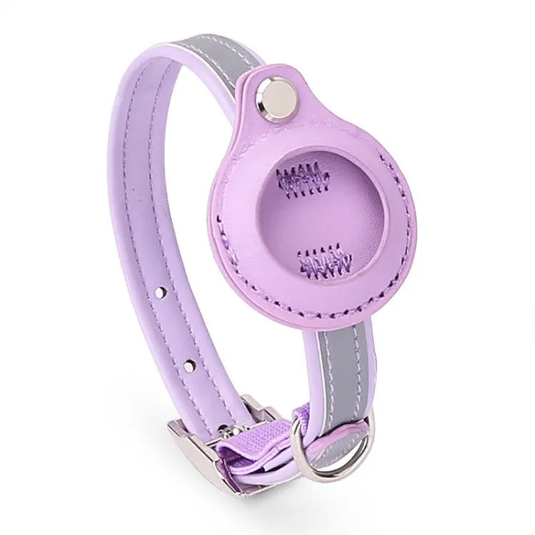 Huisdierhalsband met houder voor Apple AirTag, maat M (paars)