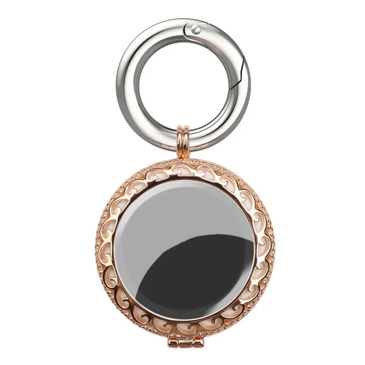 Koperen sieraden stijl schokbestendig beschermhoesje met sleutelhaak haaklus voor Apple AirTag (rosegoud)