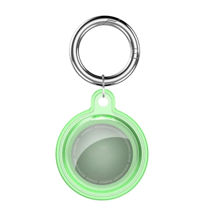All-inclusive Clear Crystal Shockproof Protective Cover Case met sleutelhaakhaaklus voor Apple AirTag (groen)