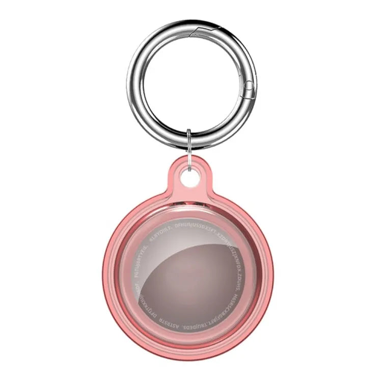 All-inclusive Clear Crystal Shockproof Protective Cover Case met sleutelhaakhaaklus voor Apple AirTag (roze)