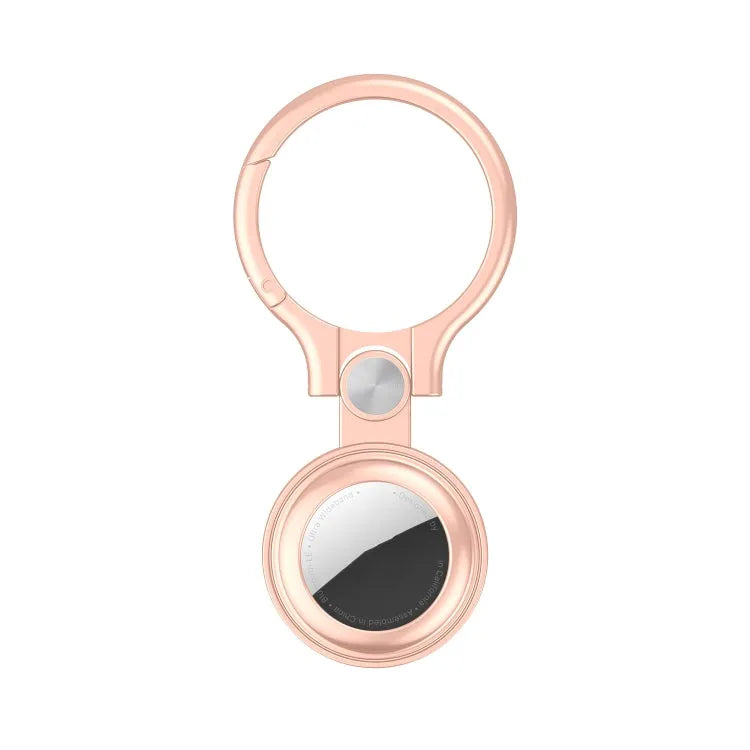 Schokbestendige anti-scratch full metal case cover met sleutelhanger ringlus voor Apple AirTag (rosegoud)