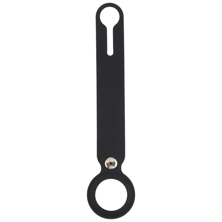 Schokbestendige anti-scratch siliconen beschermhoes deksel met hanglus voor Apple AirTag (zwart)