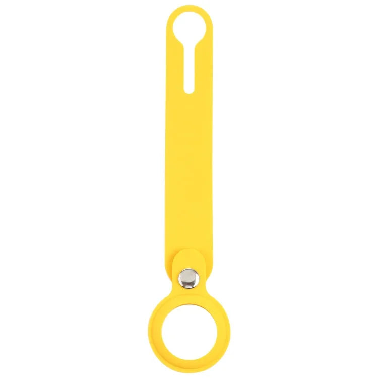 Housse de protection antichoc en silicone anti-rayures avec boucle de suspension pour Airtag (jaune)