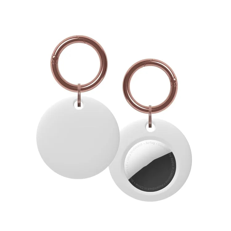 Siliconen schokbestendig beschermkap met sleutelhangerring voor Apple AirTag (wit)