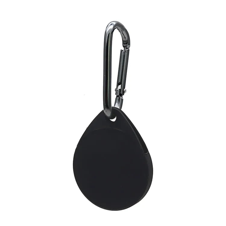 2 stks Drop Shockproof Anti-Scratch Siliconen Beschermhoes met karabijnhaak voor Apple AirTag (zwart)