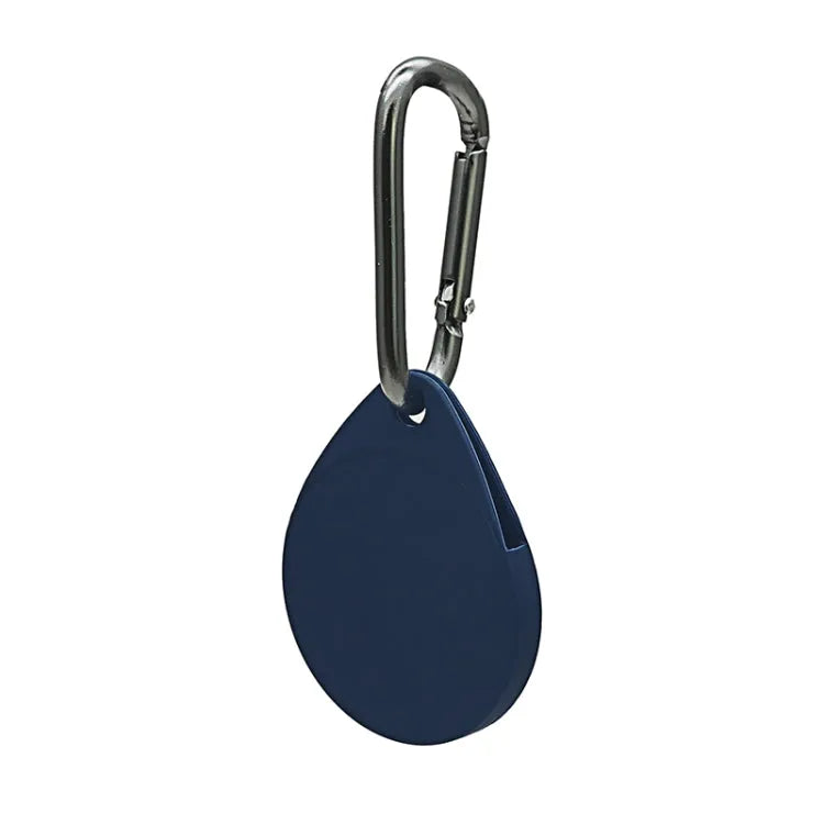 2 stks drop shockproof anti-kras siliconen beschermhoes met karabijnhaak voor Apple AirTag (donkerblauw)