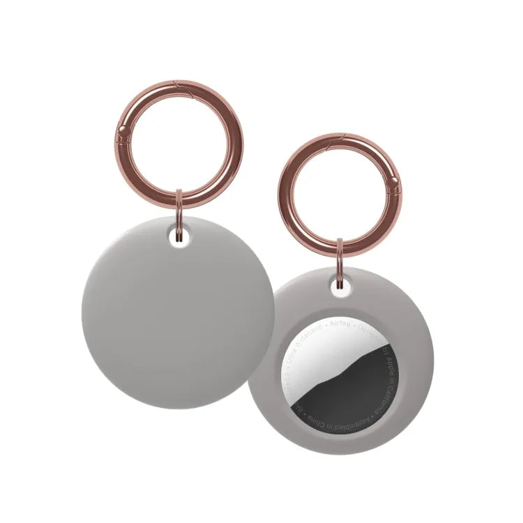 Siliconen schokbestendig beschermhoesje met sleutelhangerring voor Apple AirTag (grijs)