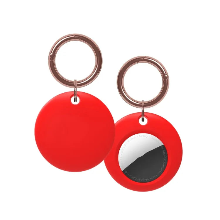 Siliconen schokbestendig beschermhoesje met sleutelhangerring voor Apple AirTag (rood)