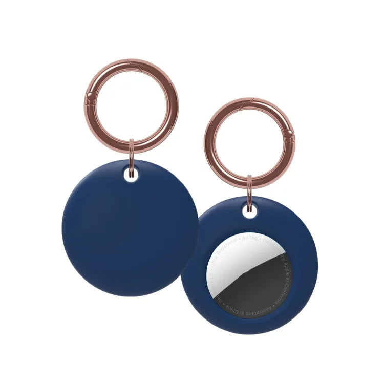 Housse de protection en silicone antichoc avec porte-clés pour Airtag (bleu foncé)