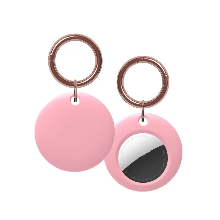 Siliconen schokbestendig beschermhoesje met sleutelhangerring voor Apple AirTag (roze)