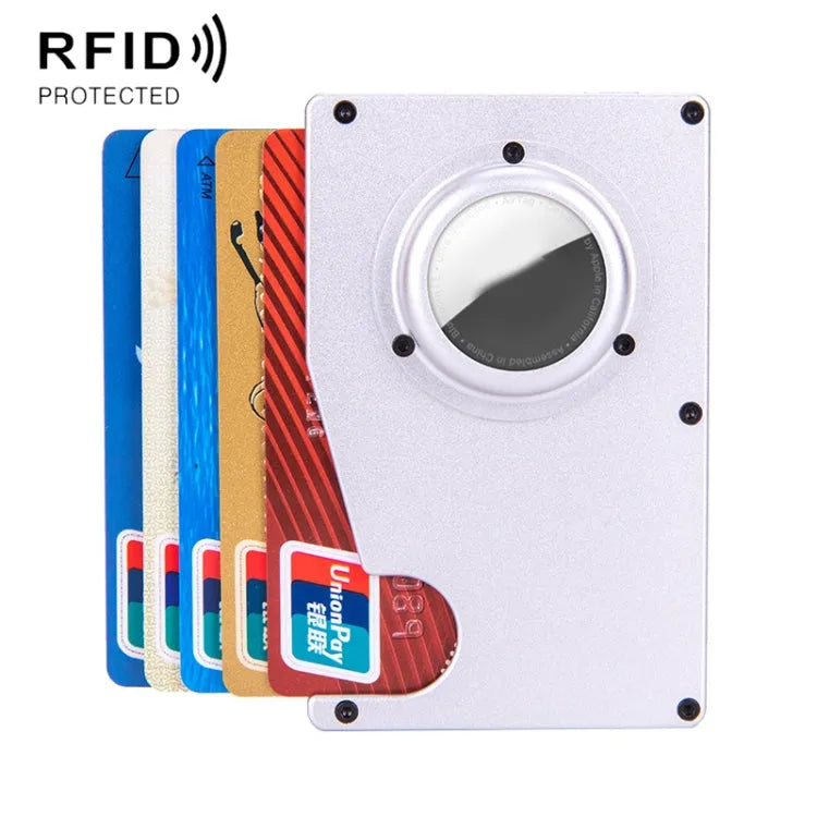 Anti-verlies RFID-kaarthouder met trackervak voor Apple AirTag (zilver)