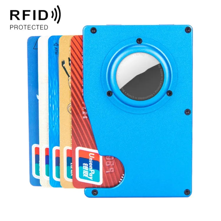 Anti-verlies RFID-kaarthouder met trackervak voor Apple AirTag (blauw)
