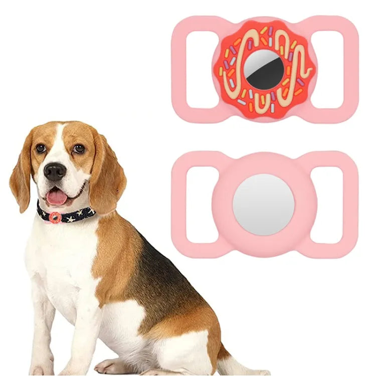 Apple AirTag siliconen donut-hoes voor huisdierhalsband (roze)
