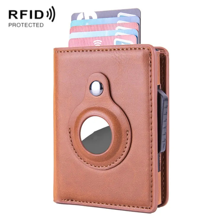 X-80 RFID anti-diefstal lederen kaarthouder voor Apple AirTag (abrikoos)