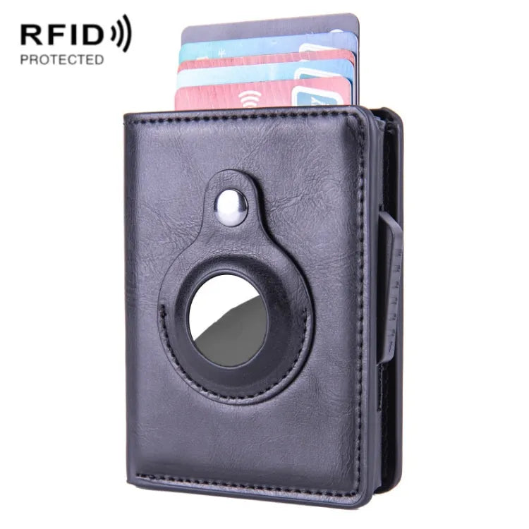 X-80 RFID anti-diefstal lederen kaarthouder voor Apple AirTag (zwart)