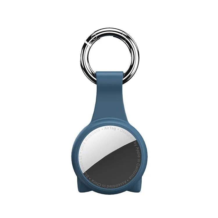 Cat Ear siliconen schokbestendige beschermhoes met sleutelhaaklus voor Apple AirTag (blauw)