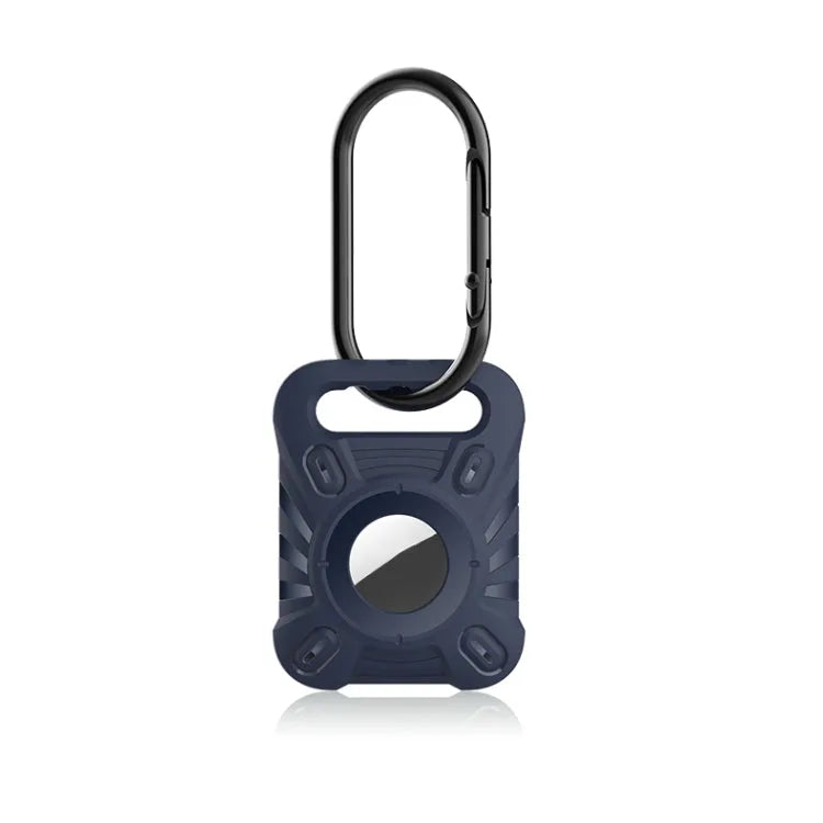 ET-serie schokbestendig TPU-beschermhoesje met karabijnhaak voor Apple AirTag (donkerblauw)