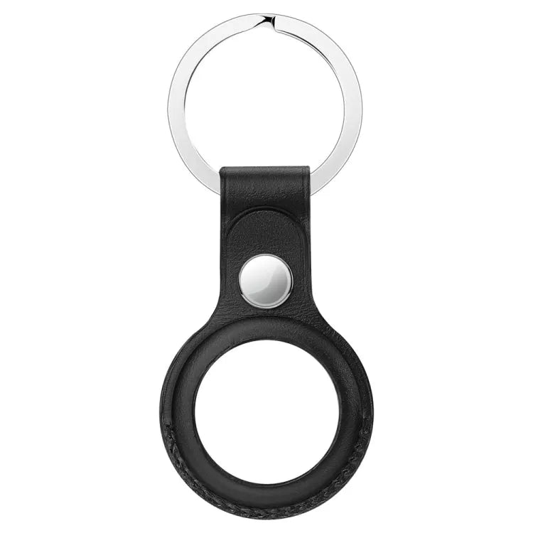 Volnerf koeienleer beschermhoesje met ophanggesp voor Apple AirTag (zwart)