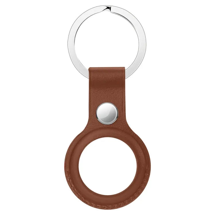 Volnerf koeienleer beschermhoesje met ophanggesp voor Apple AirTag (bruin)