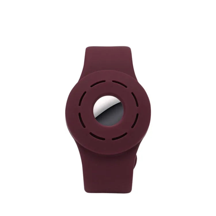 Siliconen polsband-beschermhoesje voor Apple AirTag (wijnrood)