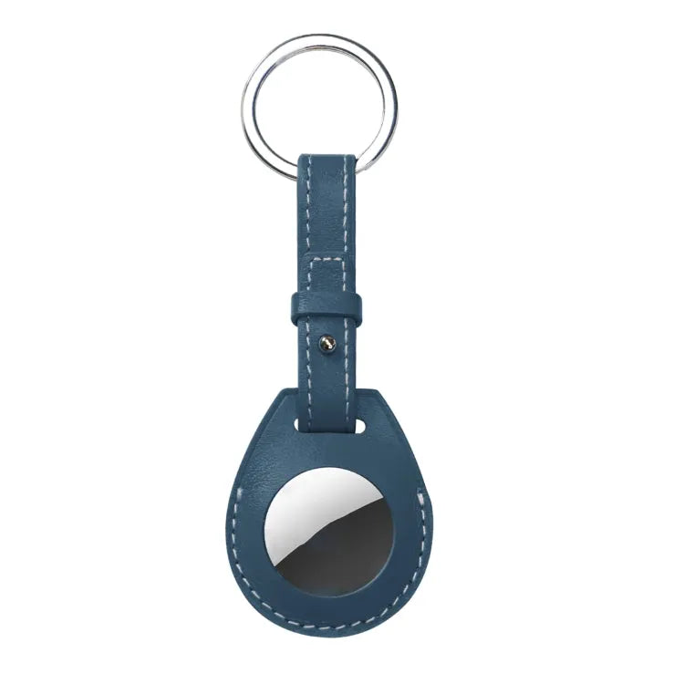 Leren sleutelhangerhoesje met lus voor Apple AirTag (blauw)