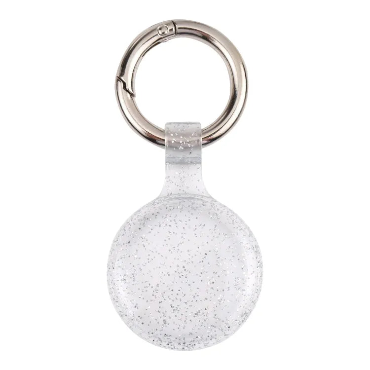TPU schokbestendig beschermhoesje met sleutelhaaklus voor Apple AirTag (transparant glitter)