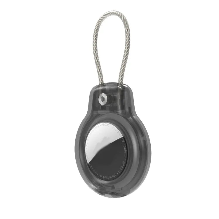 Anti-diefstal beschermhoes met staalkabel en slot voor Apple AirTag (transparant zwart)