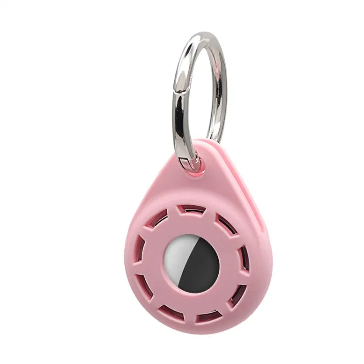 Silicone schokbestendig beschermhoesje met sleutelringlus voor Apple AirTag (roze)