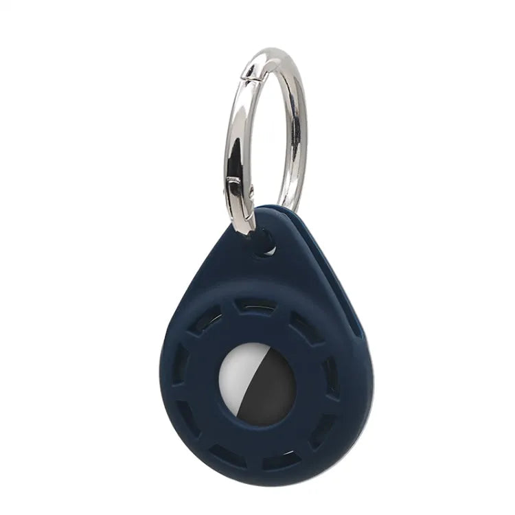 Silicone schokbestendig beschermhoesje met sleutelringlus voor Apple AirTag (blauw)