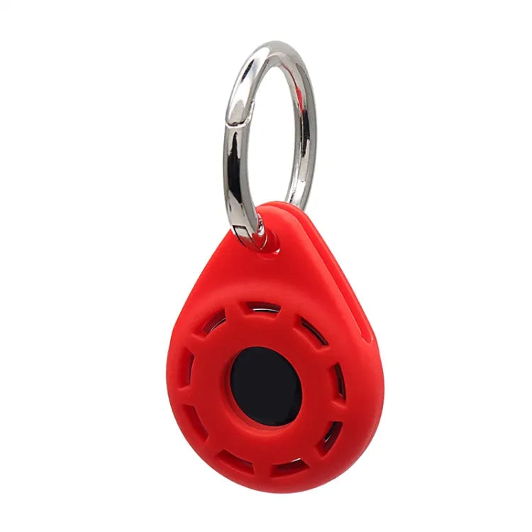 Silicone schokbestendig beschermhoesje met sleutelringlus voor Apple AirTag (rood)