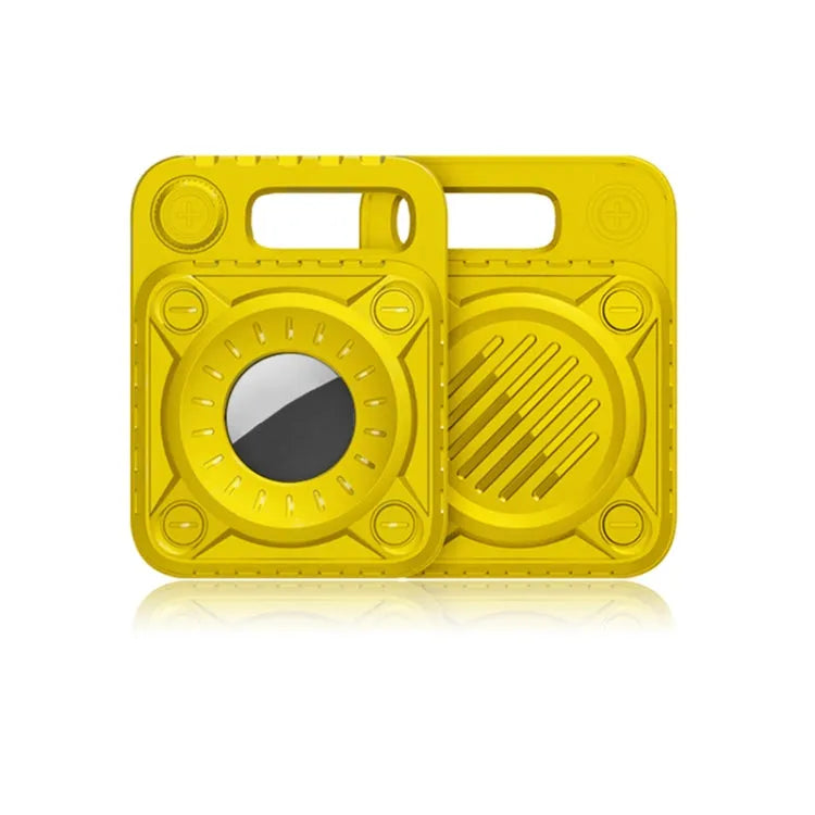 Punk Armor schokbestendig TPU beschermhoesje met sleutelhaaklus voor Apple AirTag (geel)