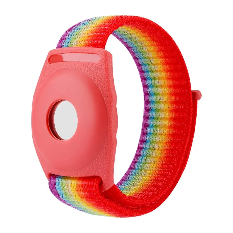 Nylon polsband met houder voor Apple AirTag, maat 17 cm (kinderen) (regenboog)
