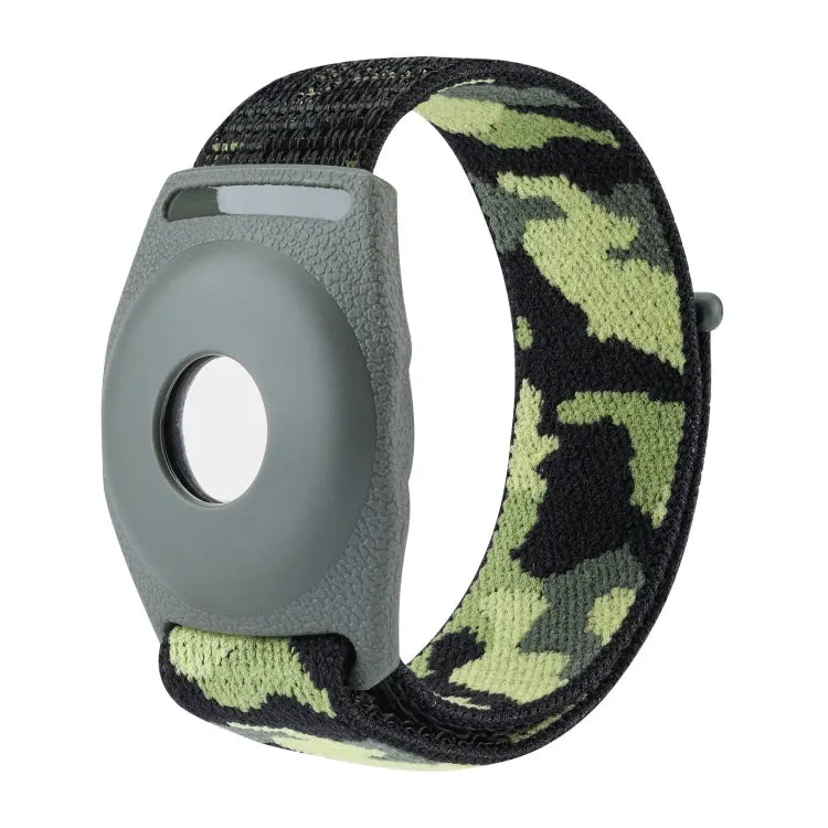 Nylon polsband met houder voor Apple AirTag, maat 22 cm (volwassenen) (legergroen camouflage)