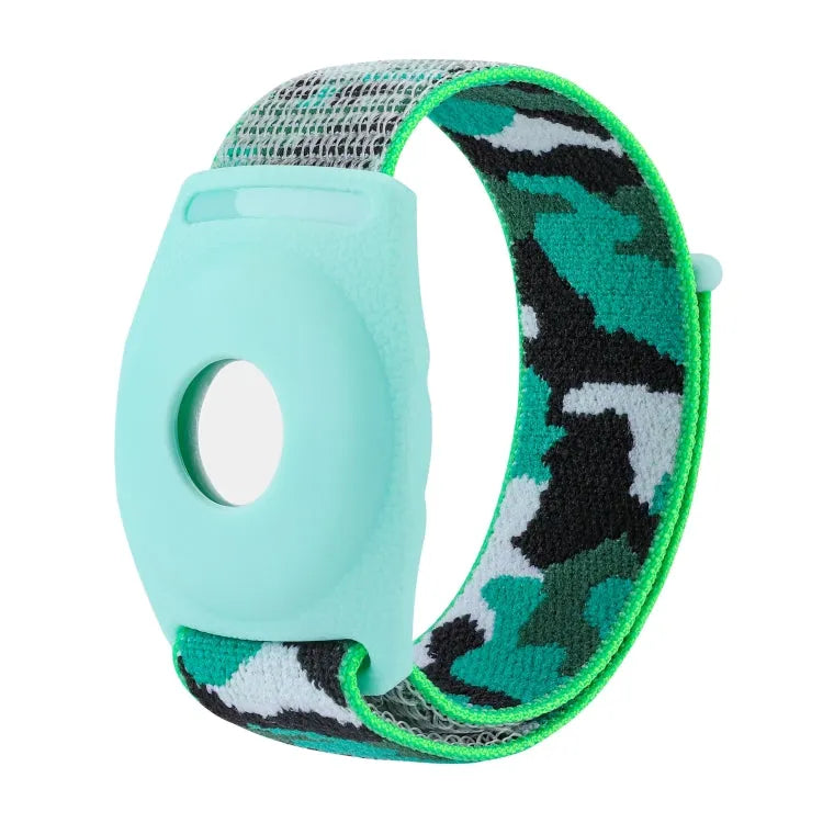 Nylon polsbandhouder voor Apple AirTag — 22cm volwassenen (diepgroene camouflage)