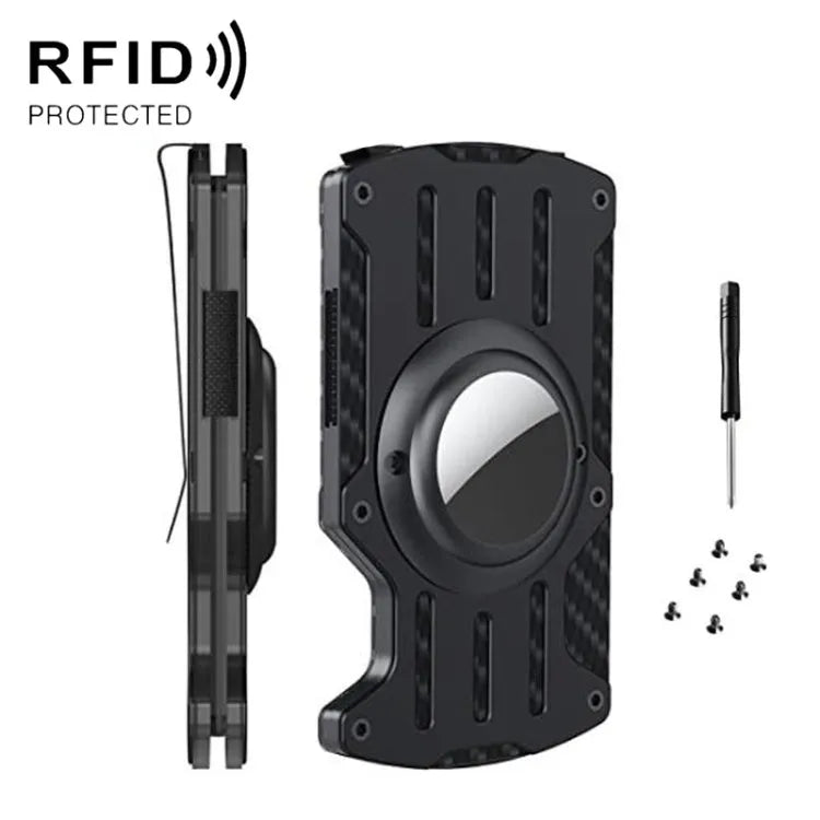 RFID aluminium kaarthouder met AirTag-uitsparing (zwart)