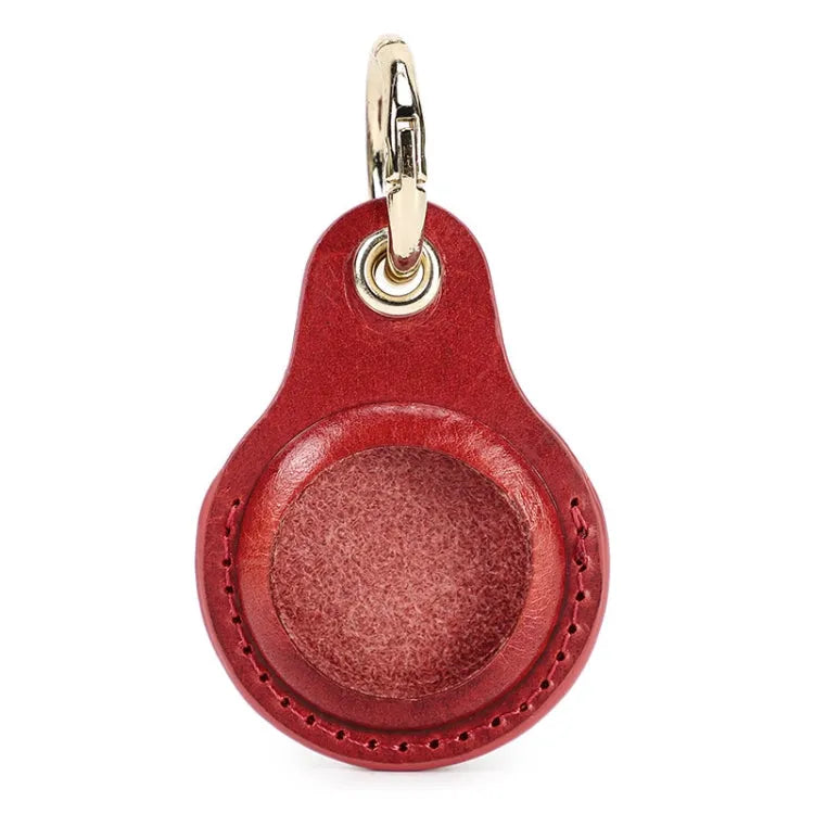 Leren AirTag-beschermhoesje CF1139 met sleutelhanger voor Apple AirTag (rood)