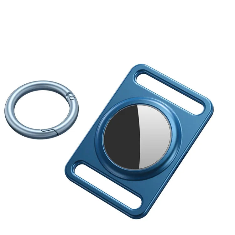 Boîtier de protection métallique magnétique avec anneau de porte-clés commutable pour AirTag (bleu)
