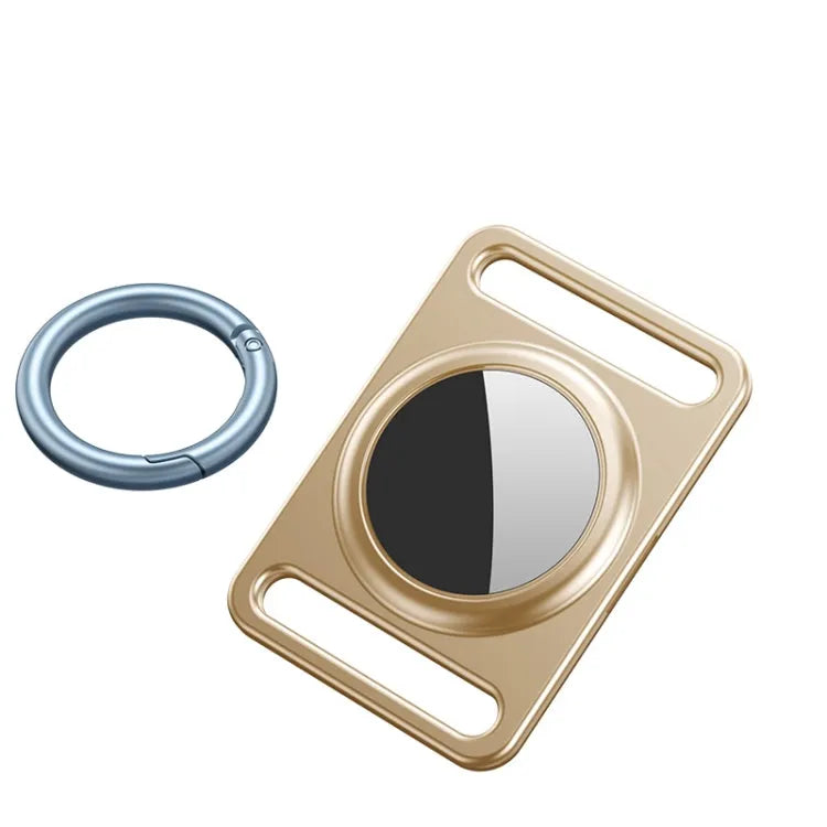 Boîtier de protection magnétique en métal avec anneau porte-clés commutable pour AirTag (or)